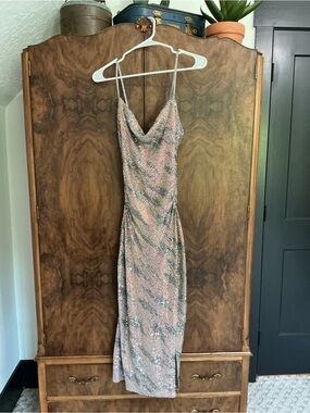 Astr Sequined Slip Maxi Dress in Silver